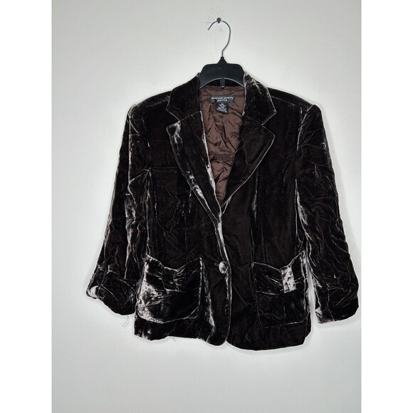 Vintage 90s 1990s Y2K 2000s Spenser Jeremy gray velvet blazer rayon silk - Picture 4 of 5